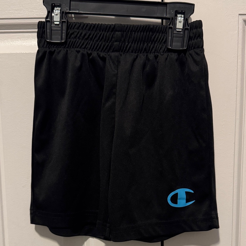 Champion Kids Black Shorts with Blue Emblem